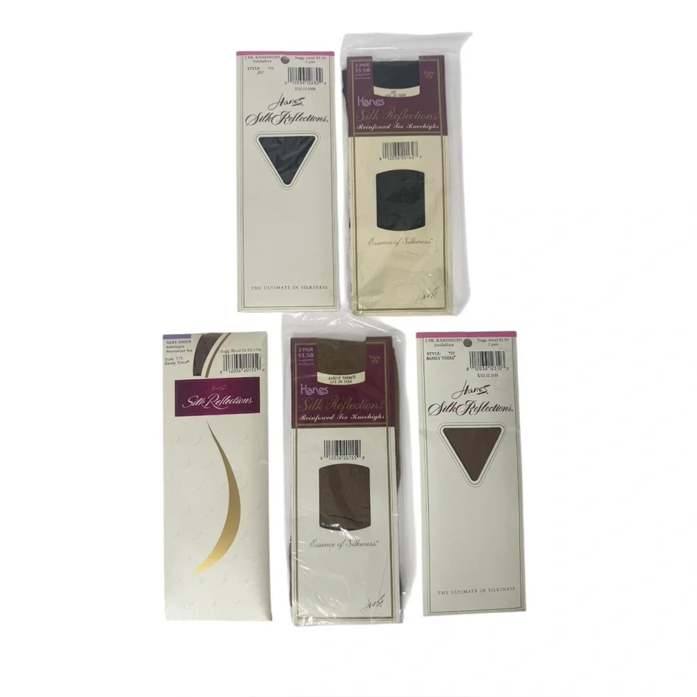 Hanes Silk Reflections 5 Packages With 2‎ Pair Each Knee HighBlac/ Barely There